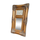 Trumeau miroir  dore biseaute 74 cm x 42 cm decor stuc