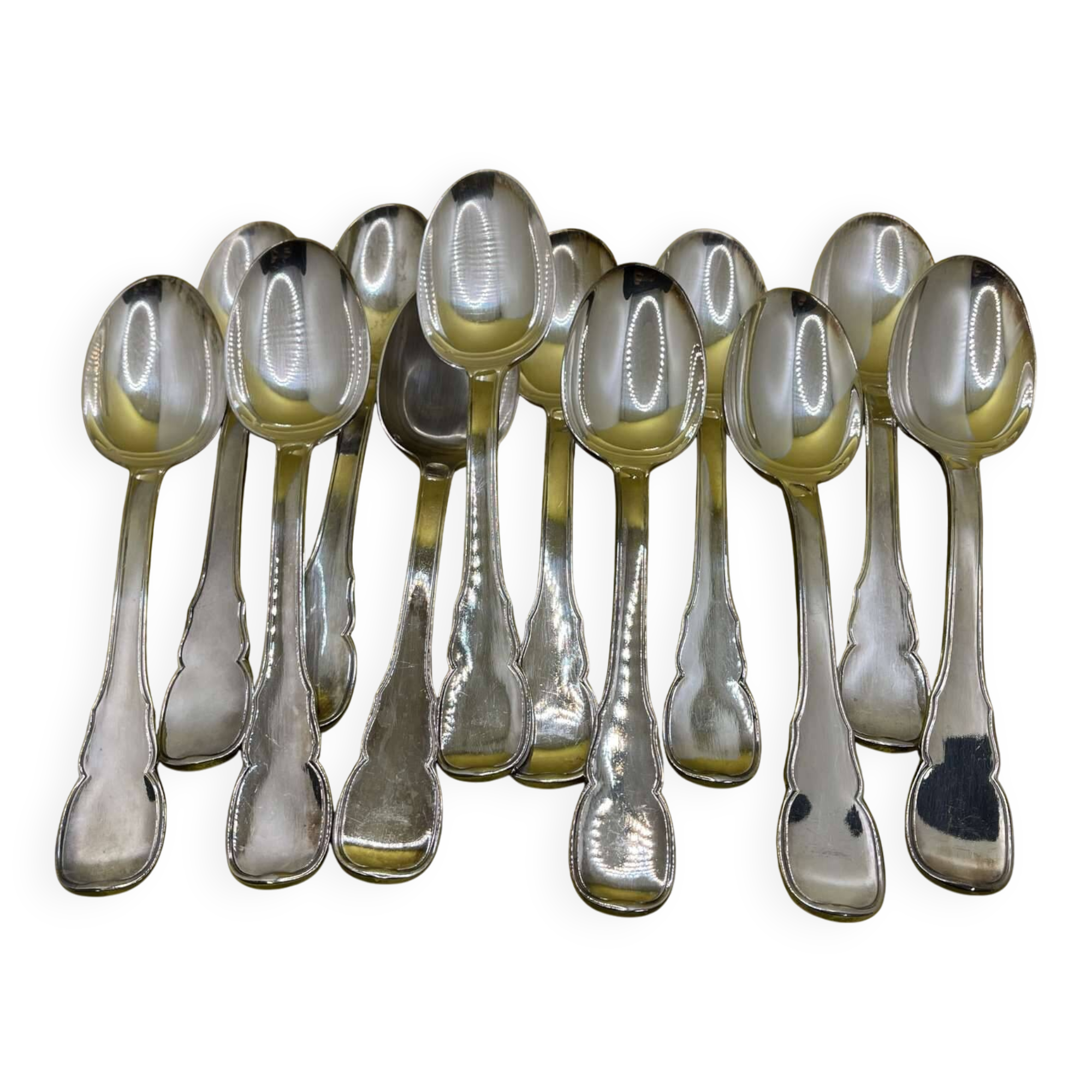 Set of 12 boulenger silver-plated metal spoons