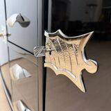 Art Deco Sideboard in Black Lacquer, Maple & Chrome, France, 1930