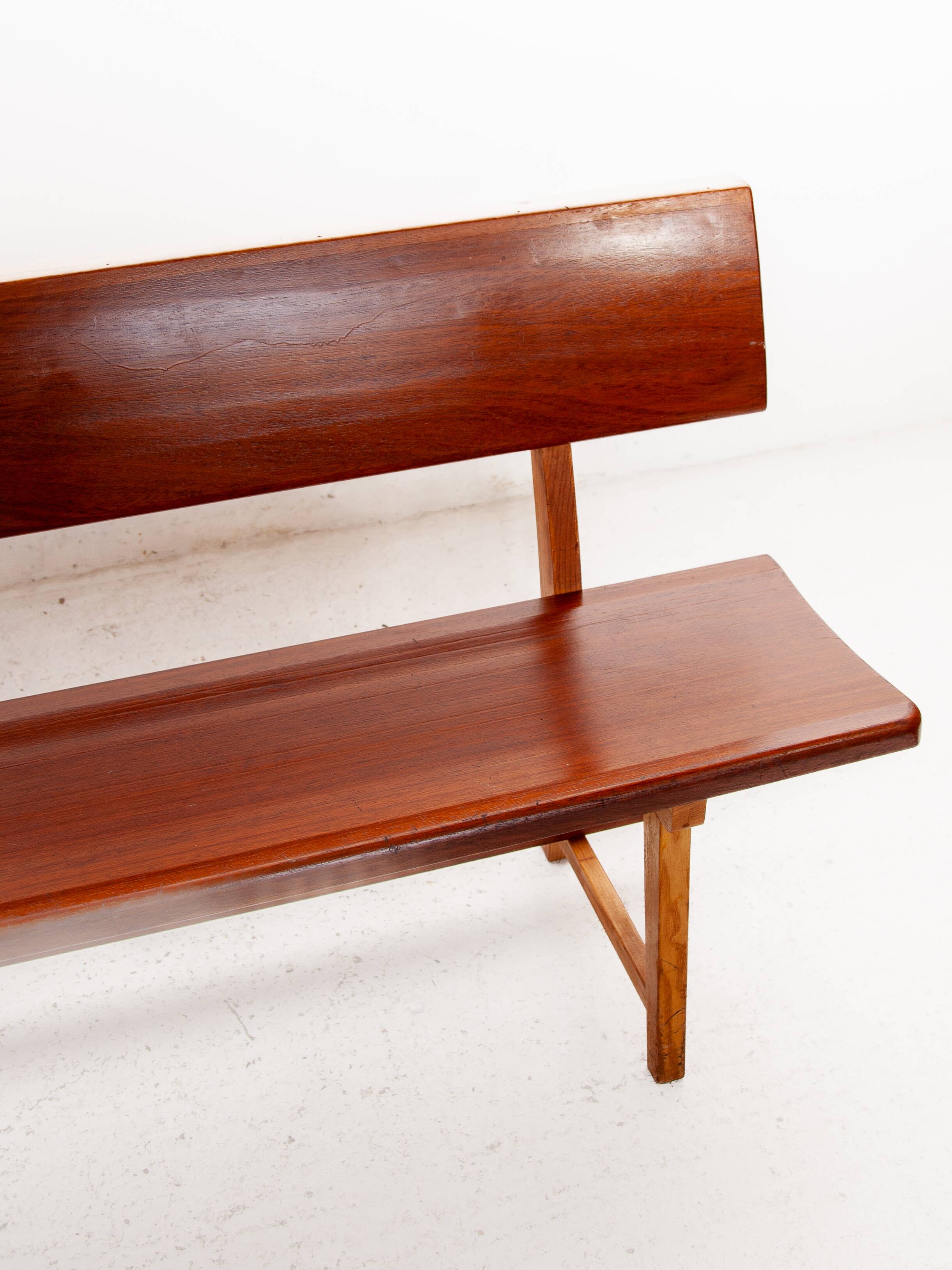 Large Solid Wooden Bench,1960s, Belgium