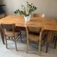 Large vintage farmhouse table from the 50s in solid wood (oak)
