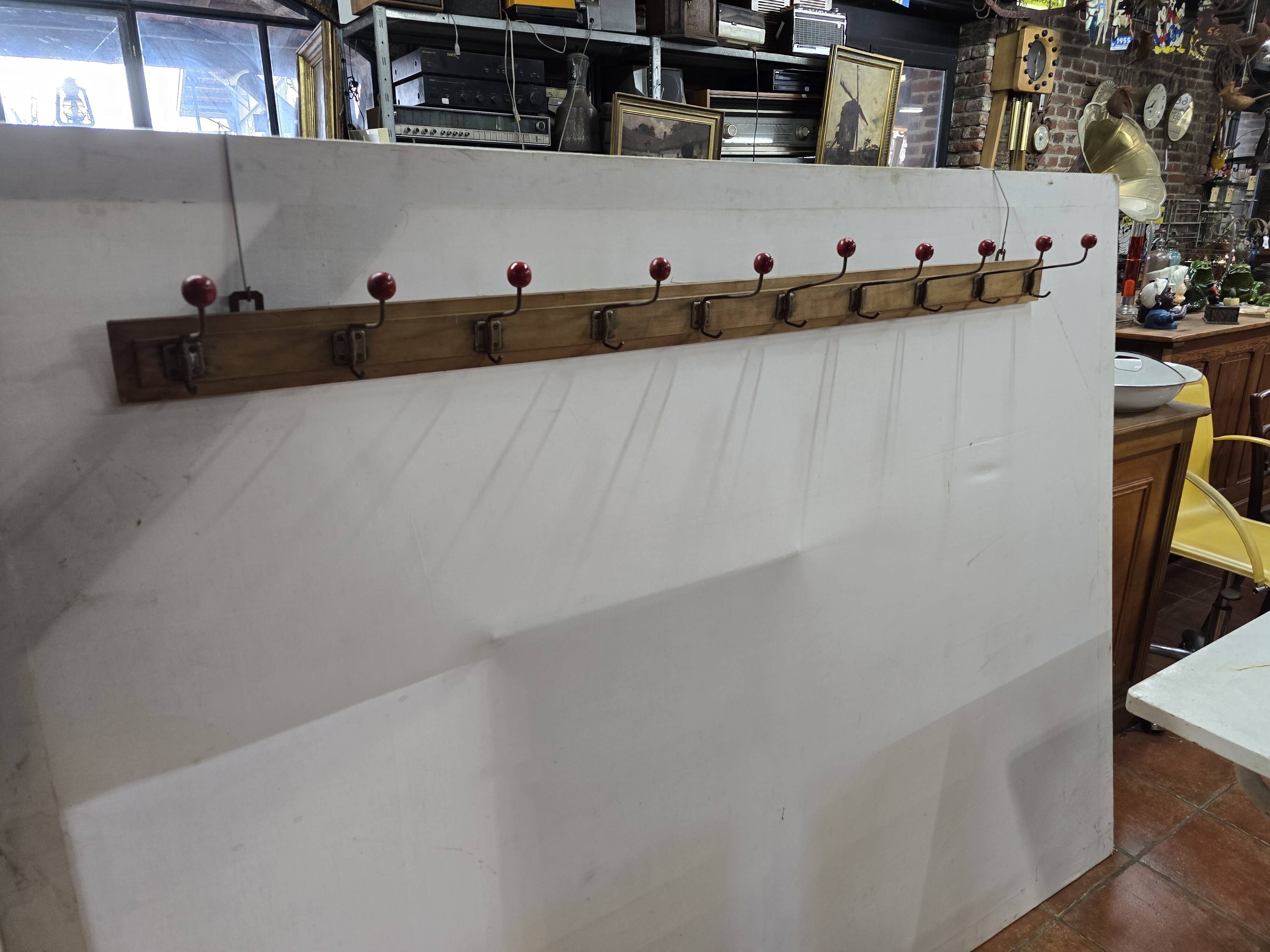 1960s school coat rack with 10 hooks