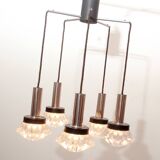 1970s pendant cascade lamp in chrome and glass
