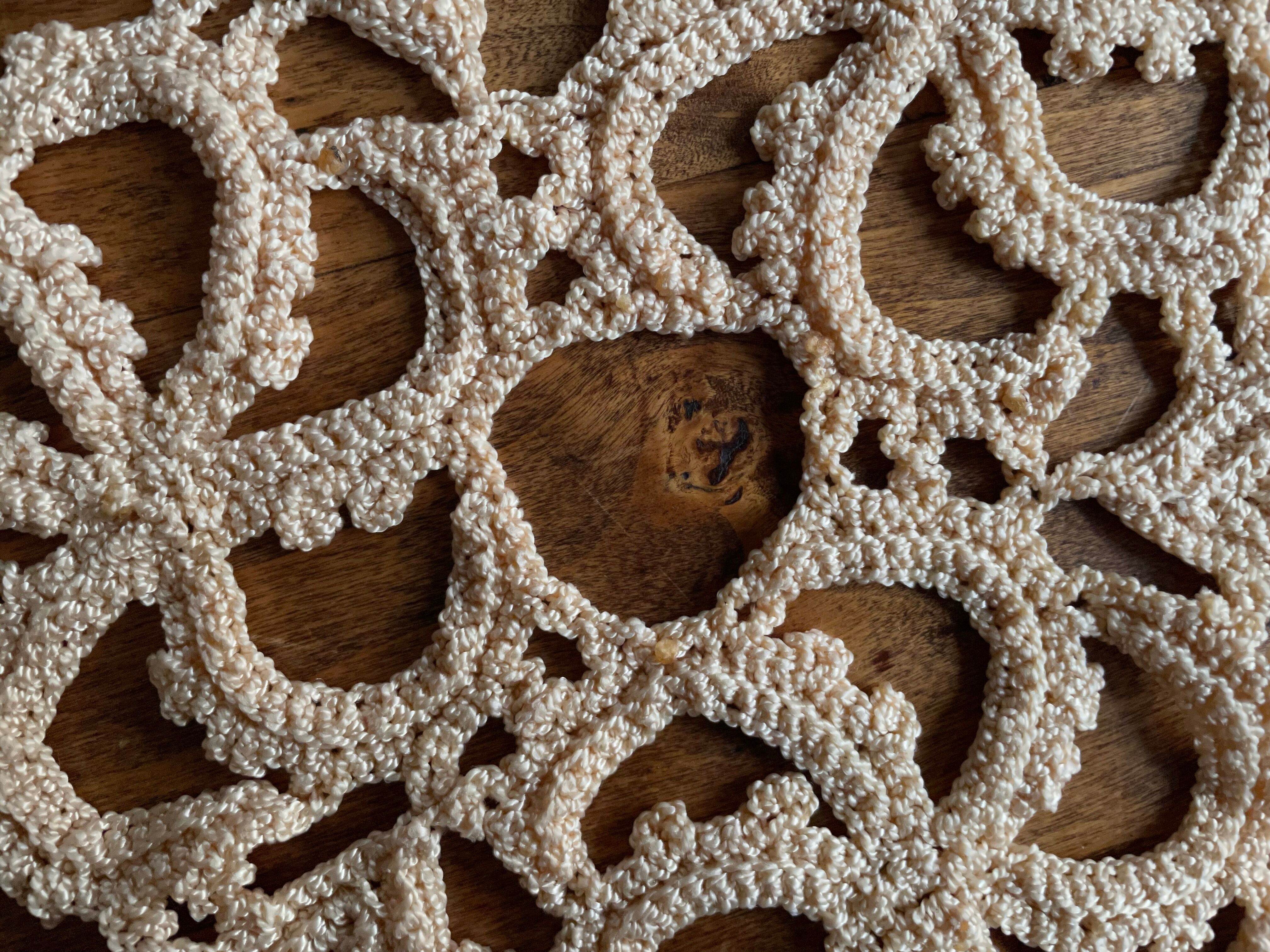 Crochet placemat, vintage, beige