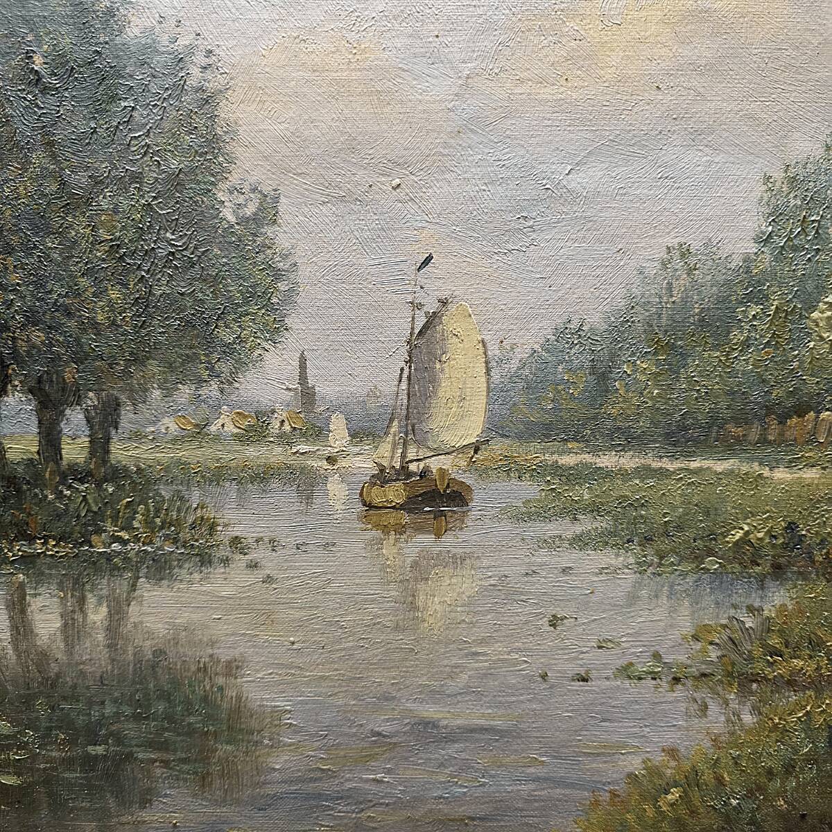 H. Sanders Classic Dutch Landscape Painting, 1950/70s