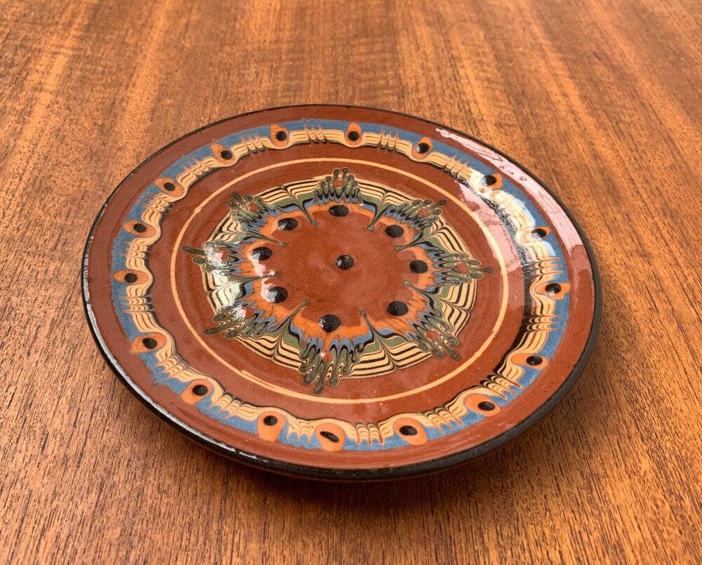 Vintage wall plate in hand-painted ceramic, 1970s