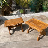 Set of 2 stools carved oak very sturdy top quality