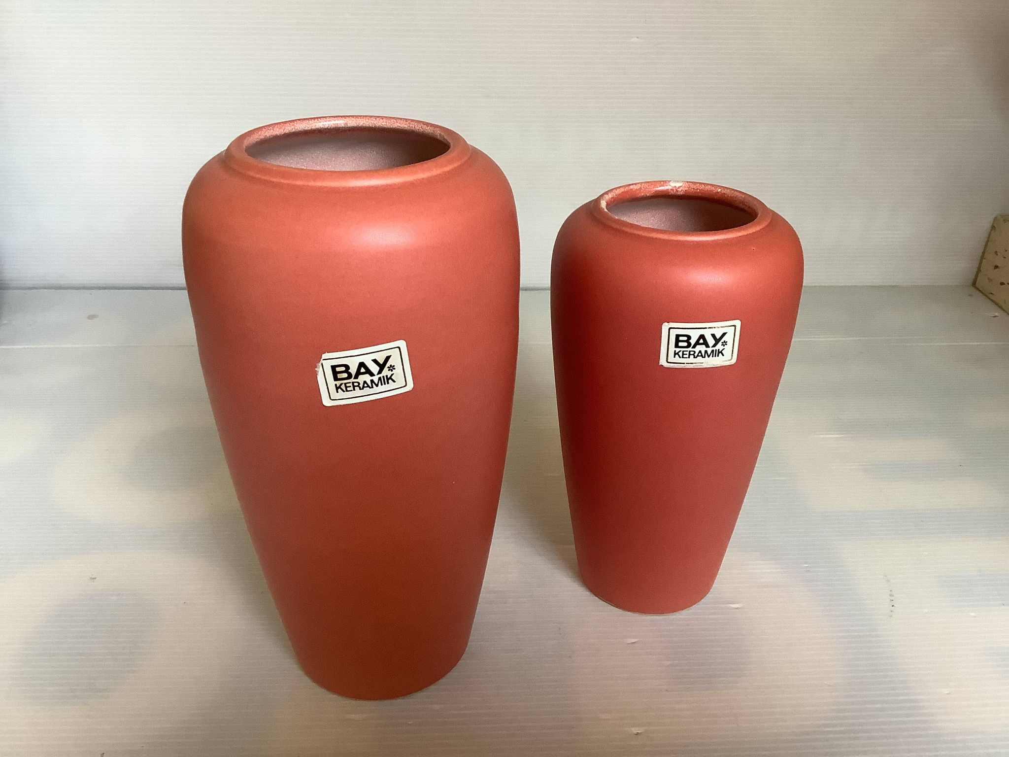 Pair of asymmetrical coral vases Bay Germany