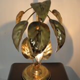 Lampe feuillage en métal doré vintage 1970
