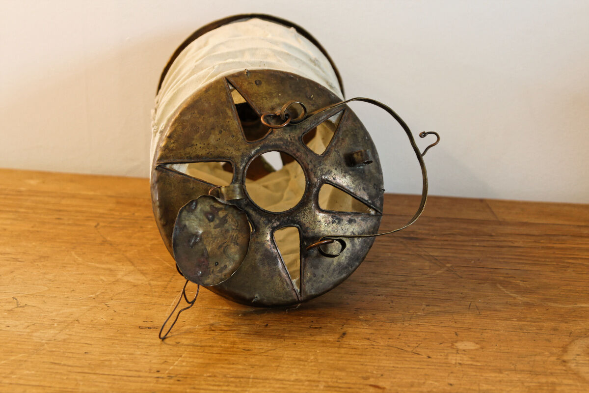 Lampion in natural cotton and metal