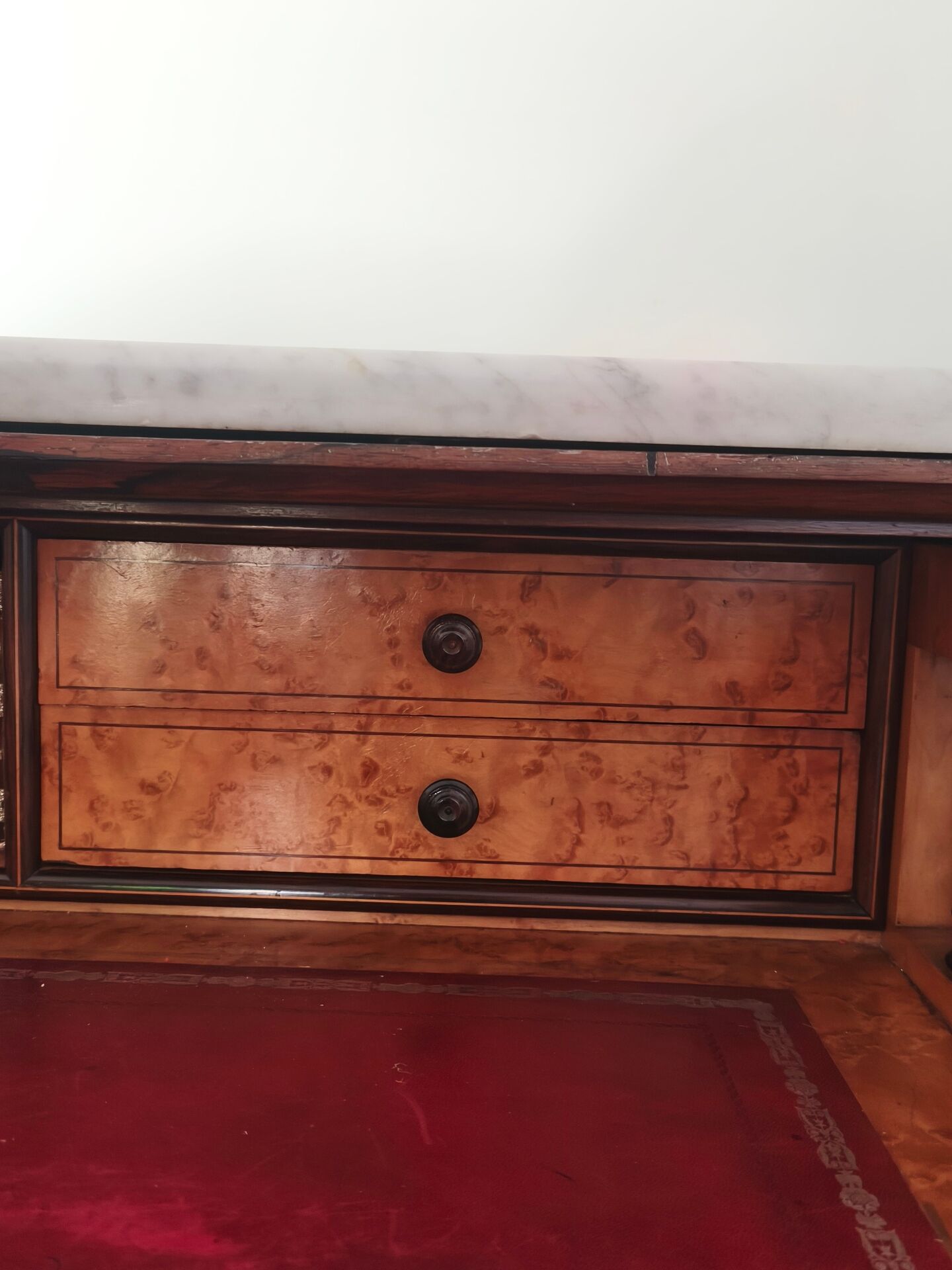 Antique Louis-Philippe style commode with Carrara marble top.