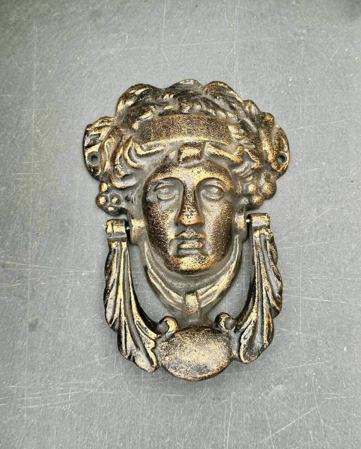 Large metal door knocker Greek goddess