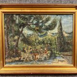 Georges Auphan 1970: oil on canvas depicting an animated landscape