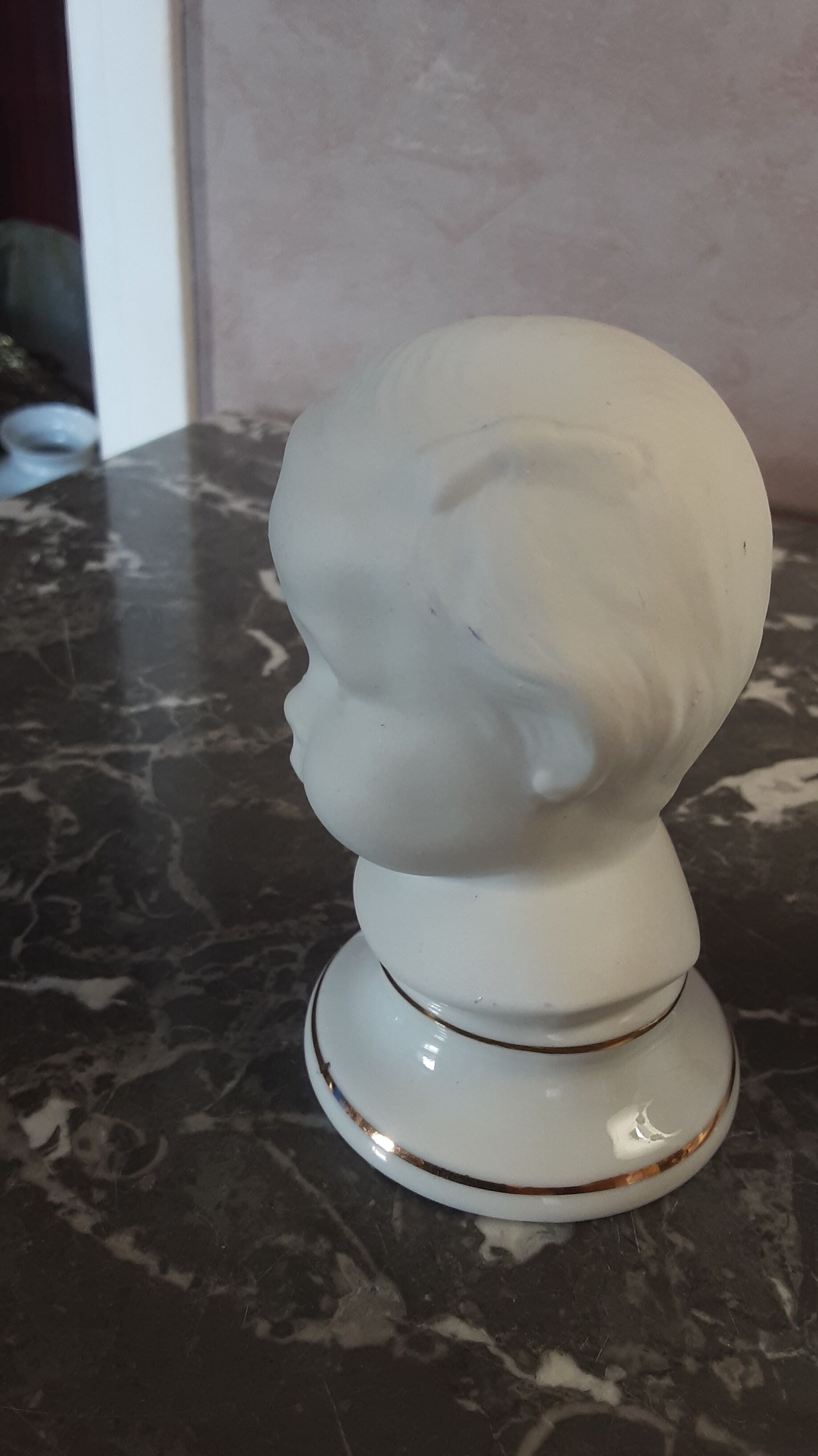 2 busts girl and boy - vintage porcelain biscuit