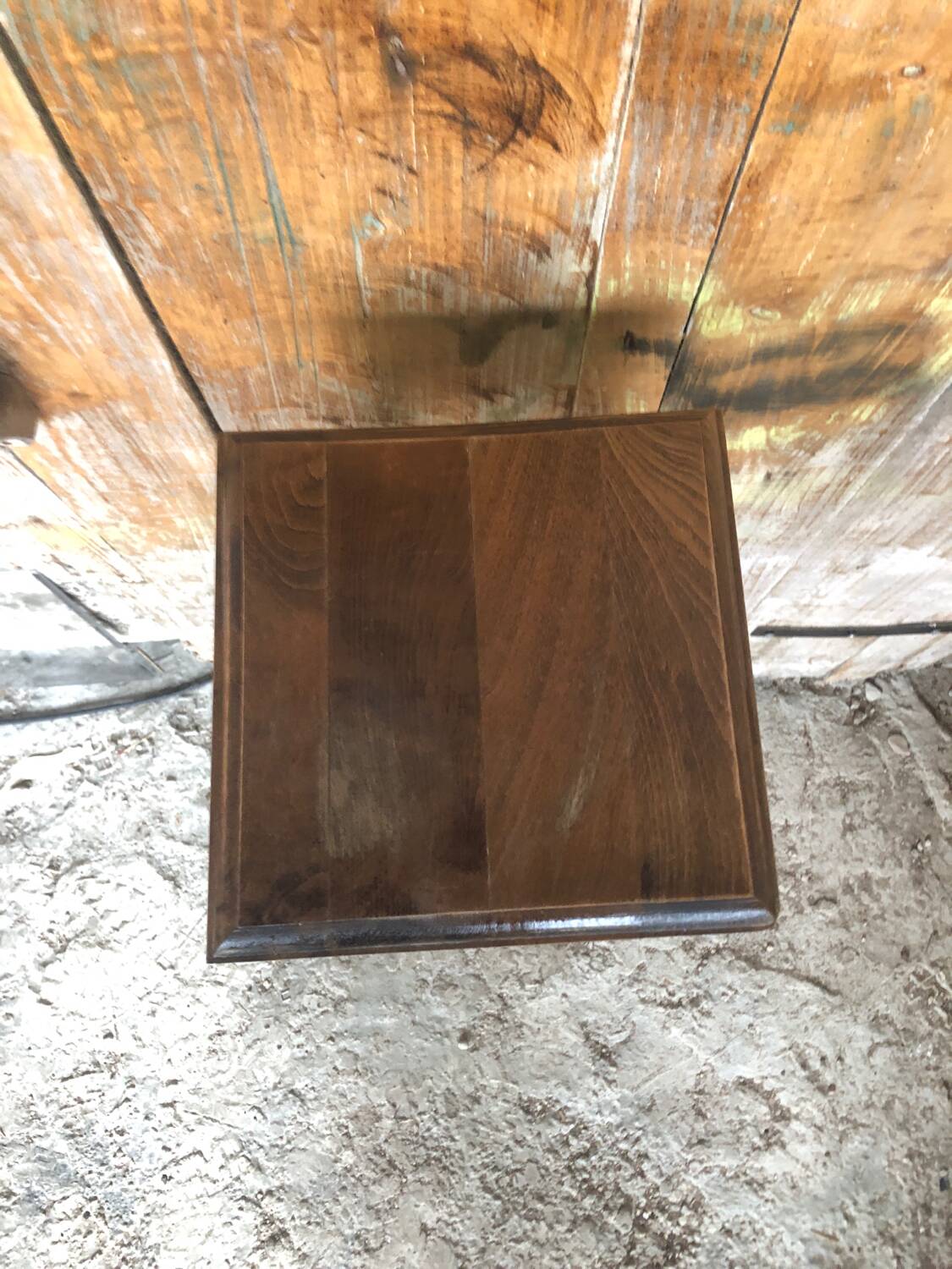 Vintage Wooden High Bolster Side Table #A605