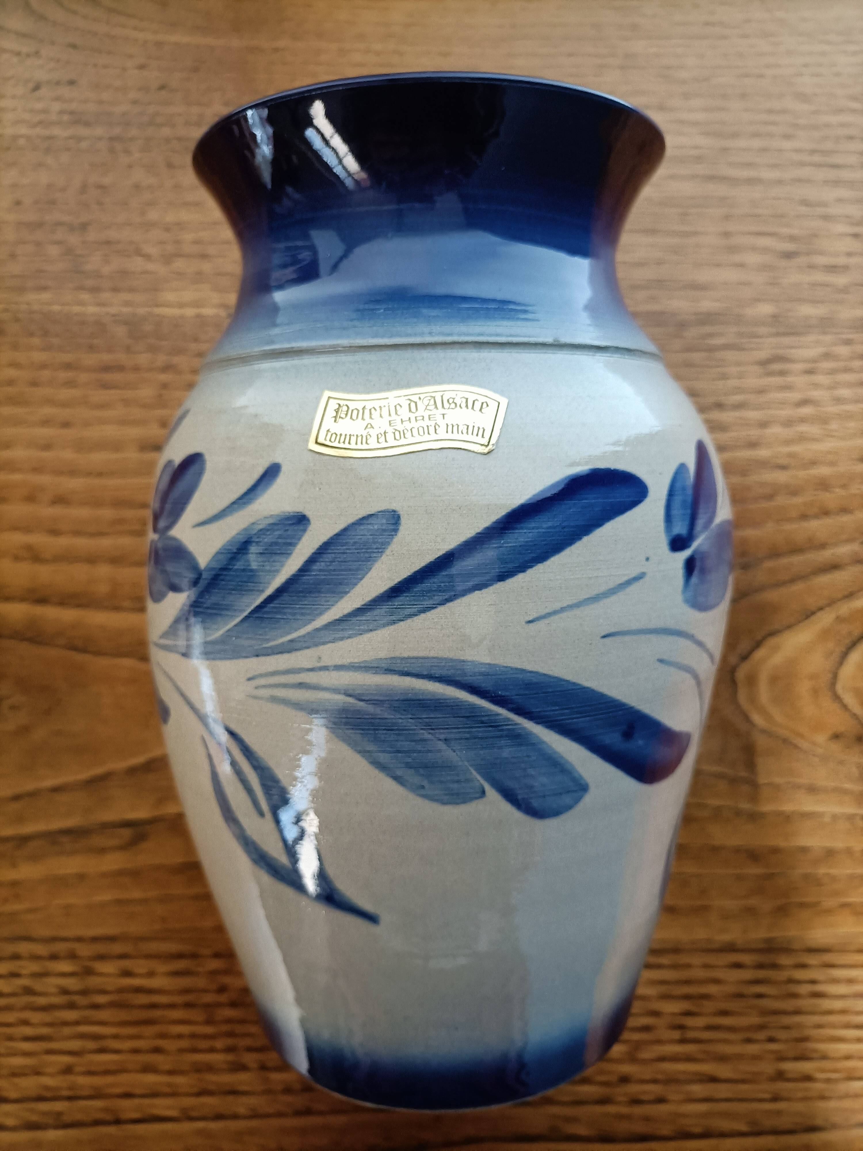 Vase à fleurs alsacien en grès Anne Ehret