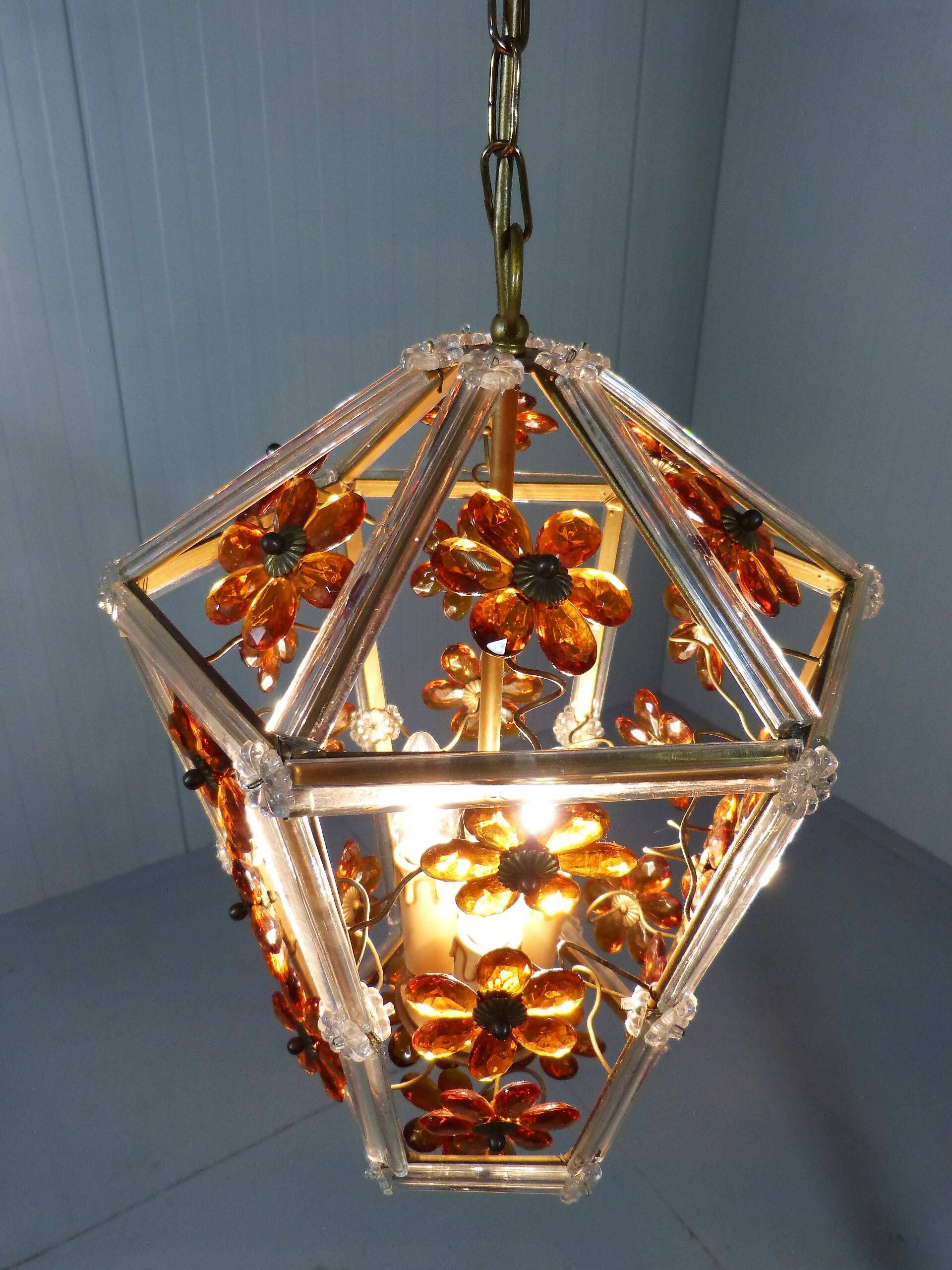 Glass flower hanging lamp 1950-60’s