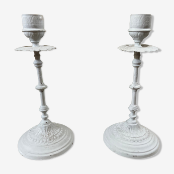 Pair of candle holders 19th century shabby chic
