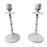 Paire de bougeoirs 19ème siècle shabby chic