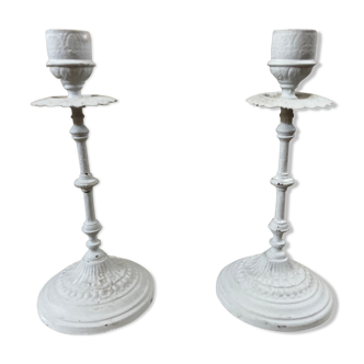 Pair of candle holders 19th century shabby chic