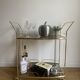 Vintage rolling service in gilded metal and smoked glass