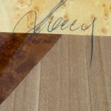 Table basse gigogne marqueterie géométrique design italien vintage