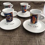 8 coffee cups with saucers - Cafés Folliet Collection