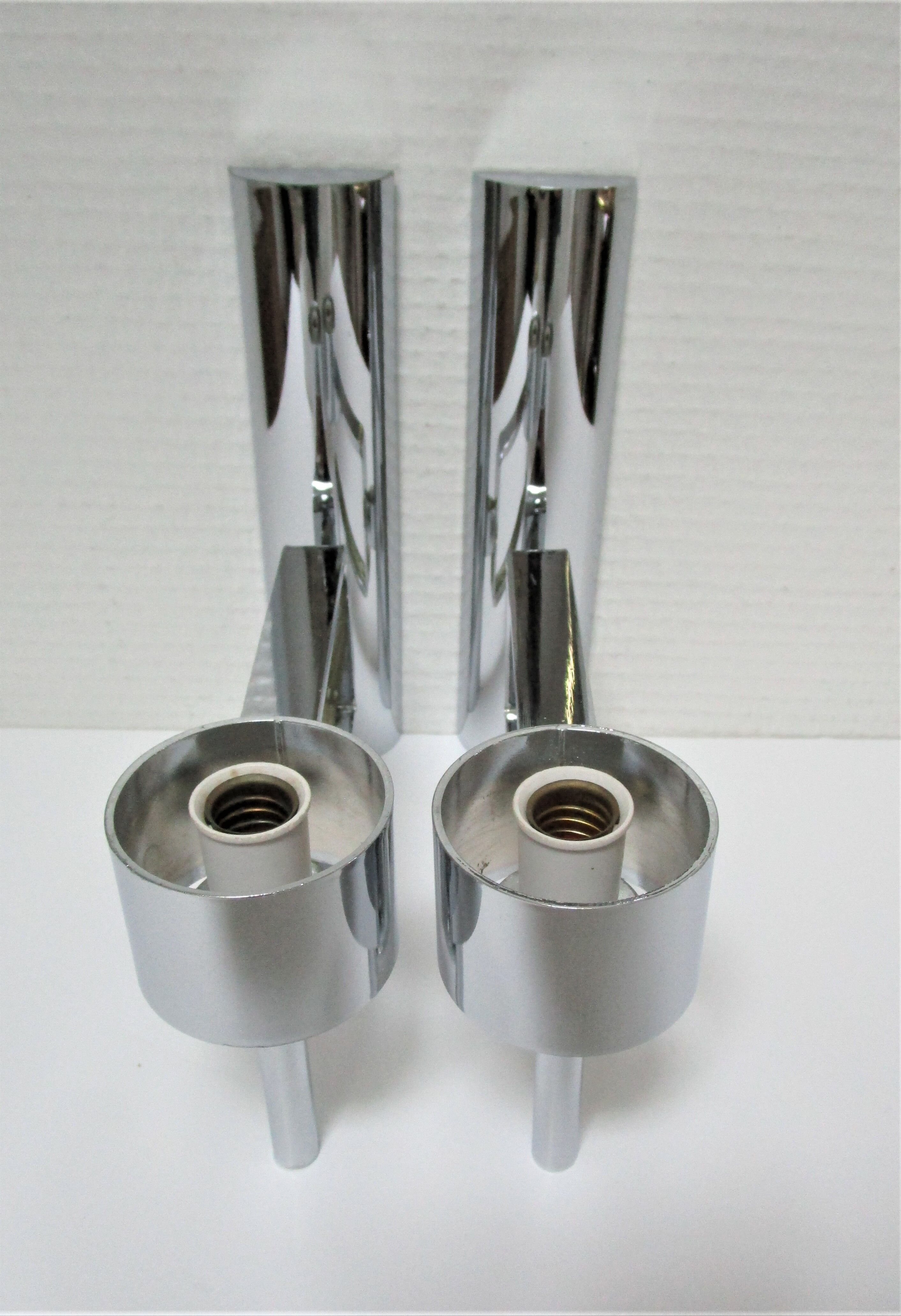 Pair of opaline and chrome wall lamps design 70s