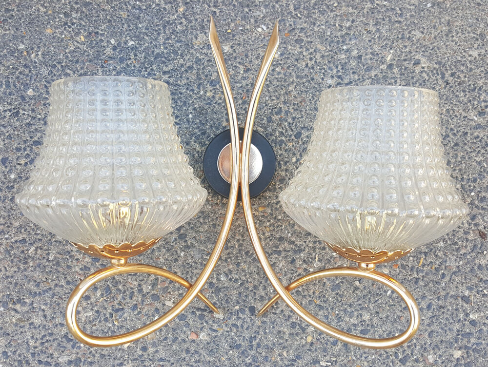 Pair double appliques Arlus, vintage, 50s