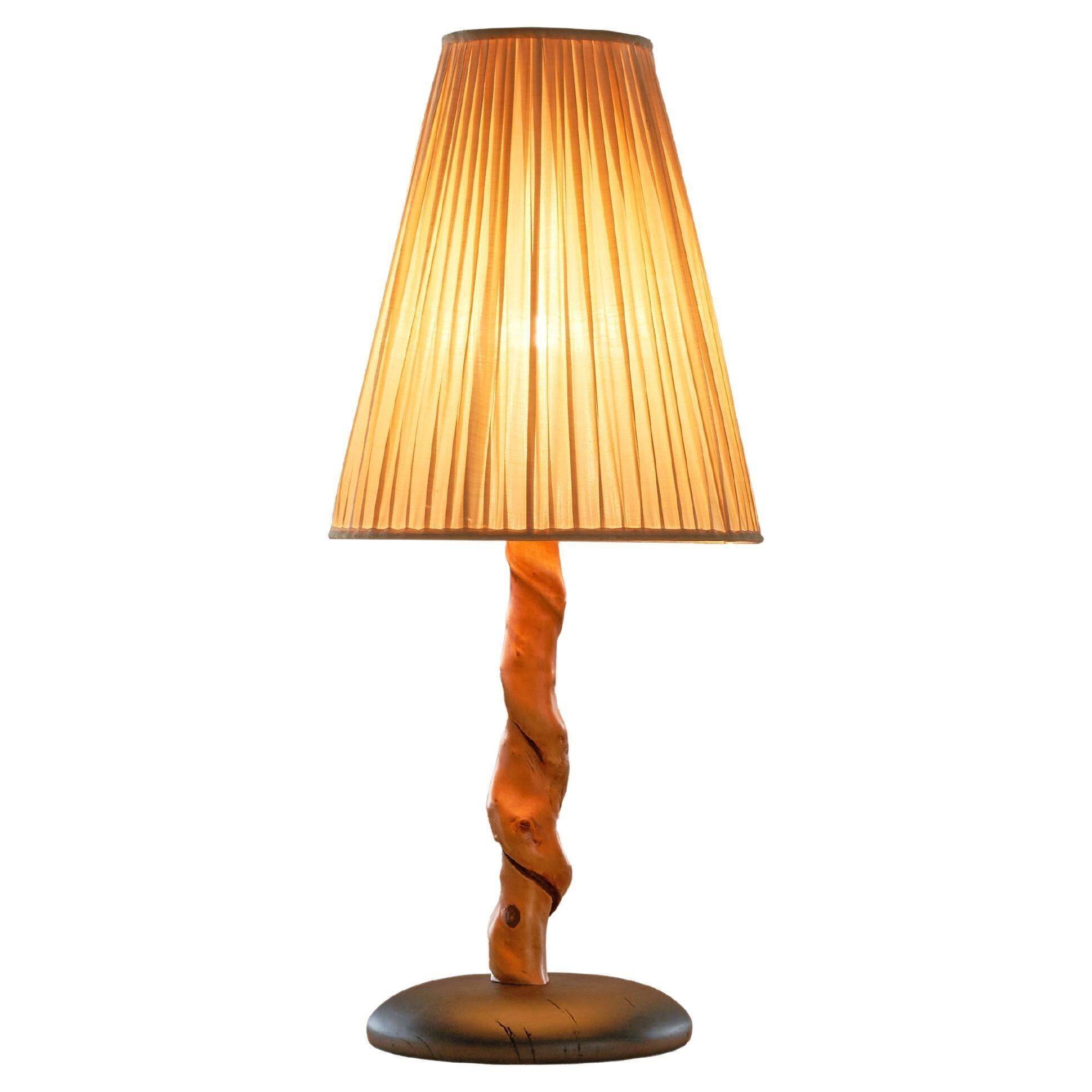 Tree Trunk table lamp in acacia, oak, and linen, 1950s