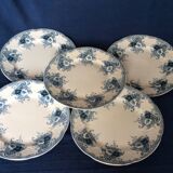 5 small Longwy plates, Gobelins model, late 19th century