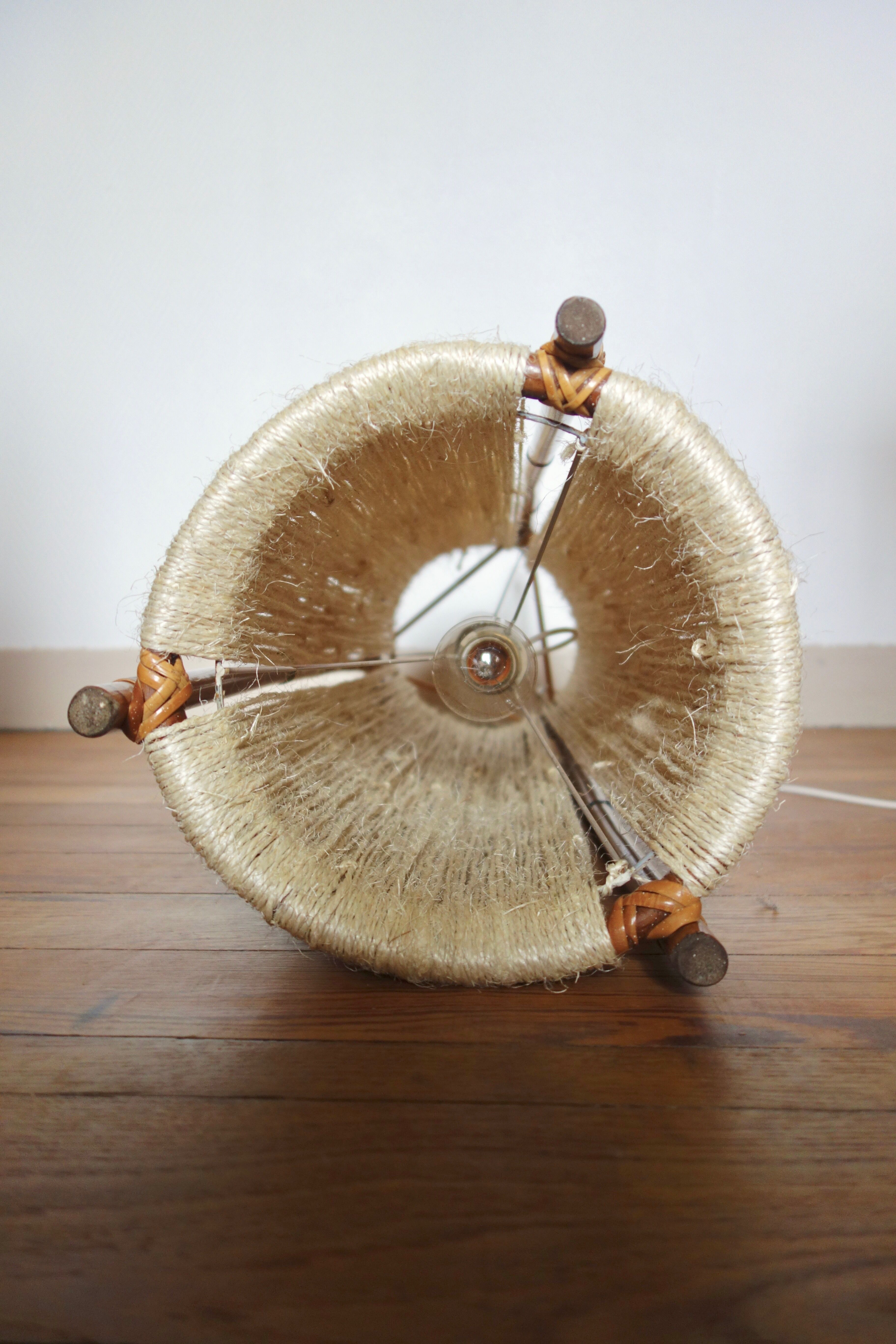 Lamppost in rattan and rope from the 1950s