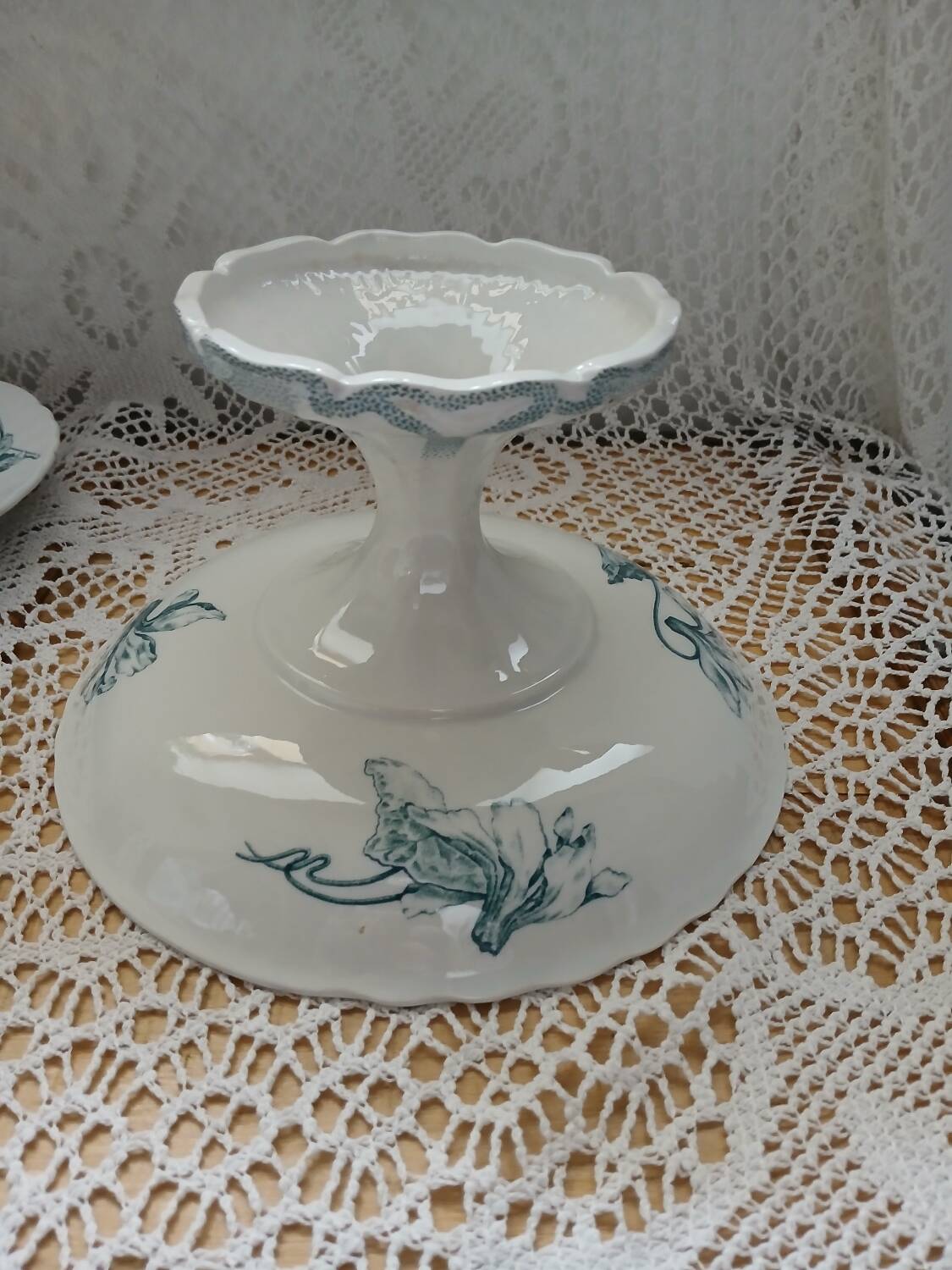 2 antique ironstone compote dishes