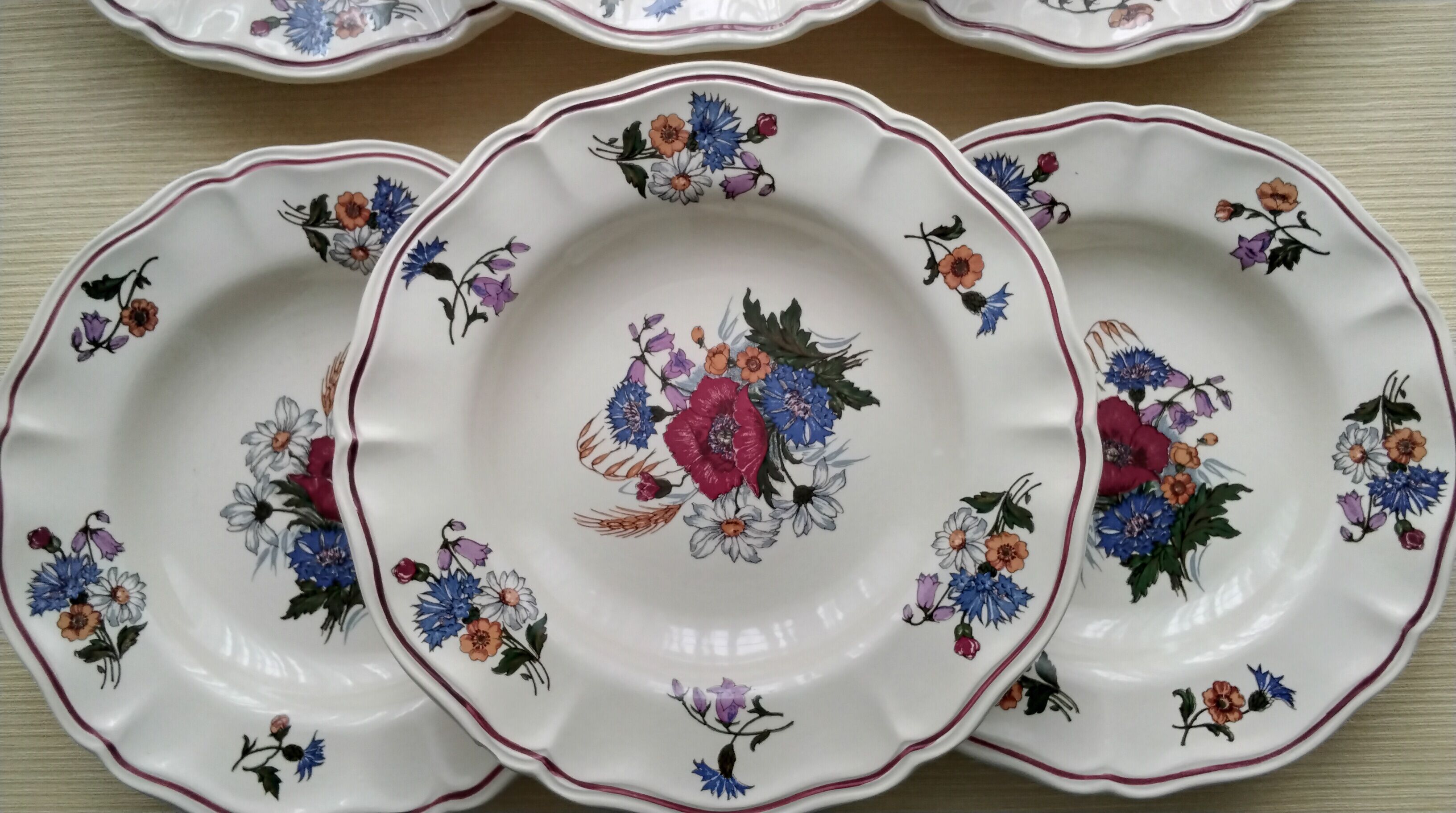 Set de 6 assiettes creuses en faience de Sarreguemines Modèle Agreste