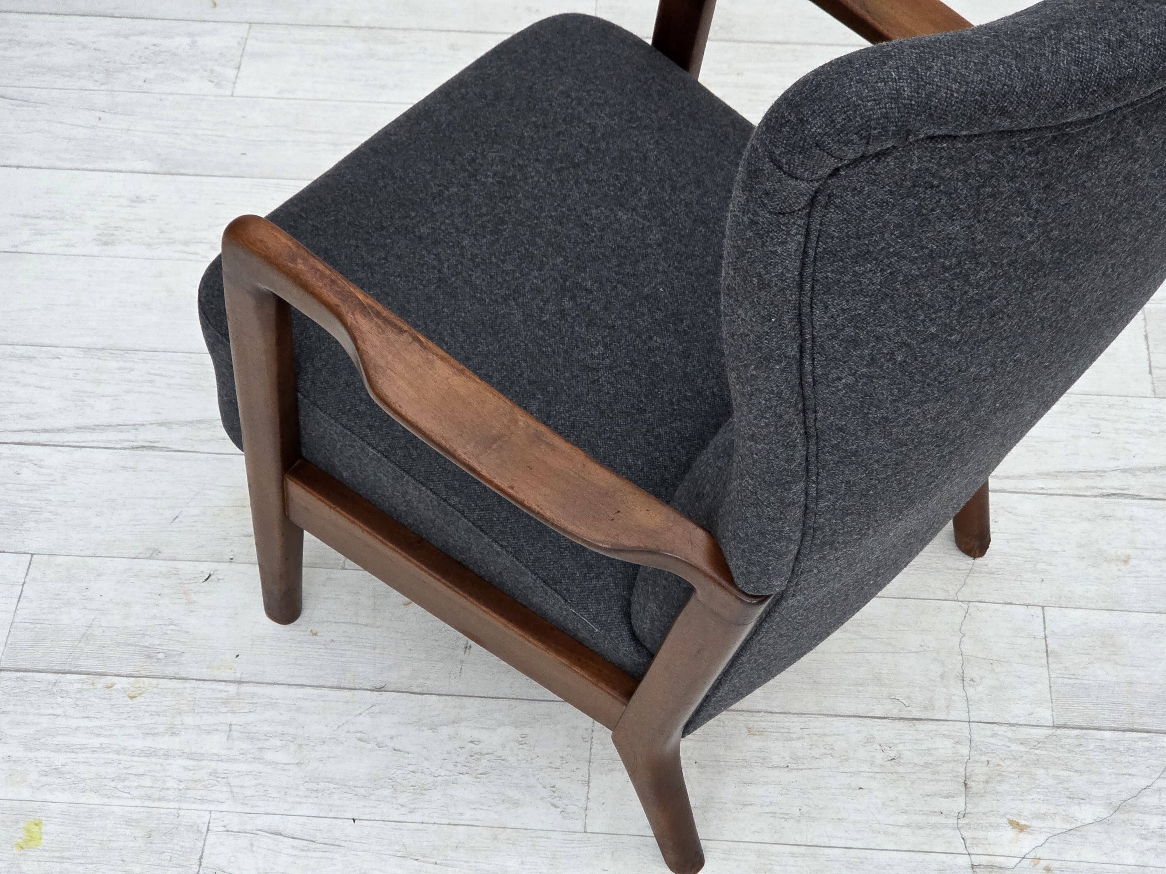 1960s, Danish armchair by Fritz Hansen model 8000/8020, furniture wool.