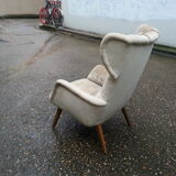 Bergere Chair Scandinavian flesh wingback wing 50 years