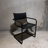 Bauhaus Cantilever Chair Black Leather on Black Chrome