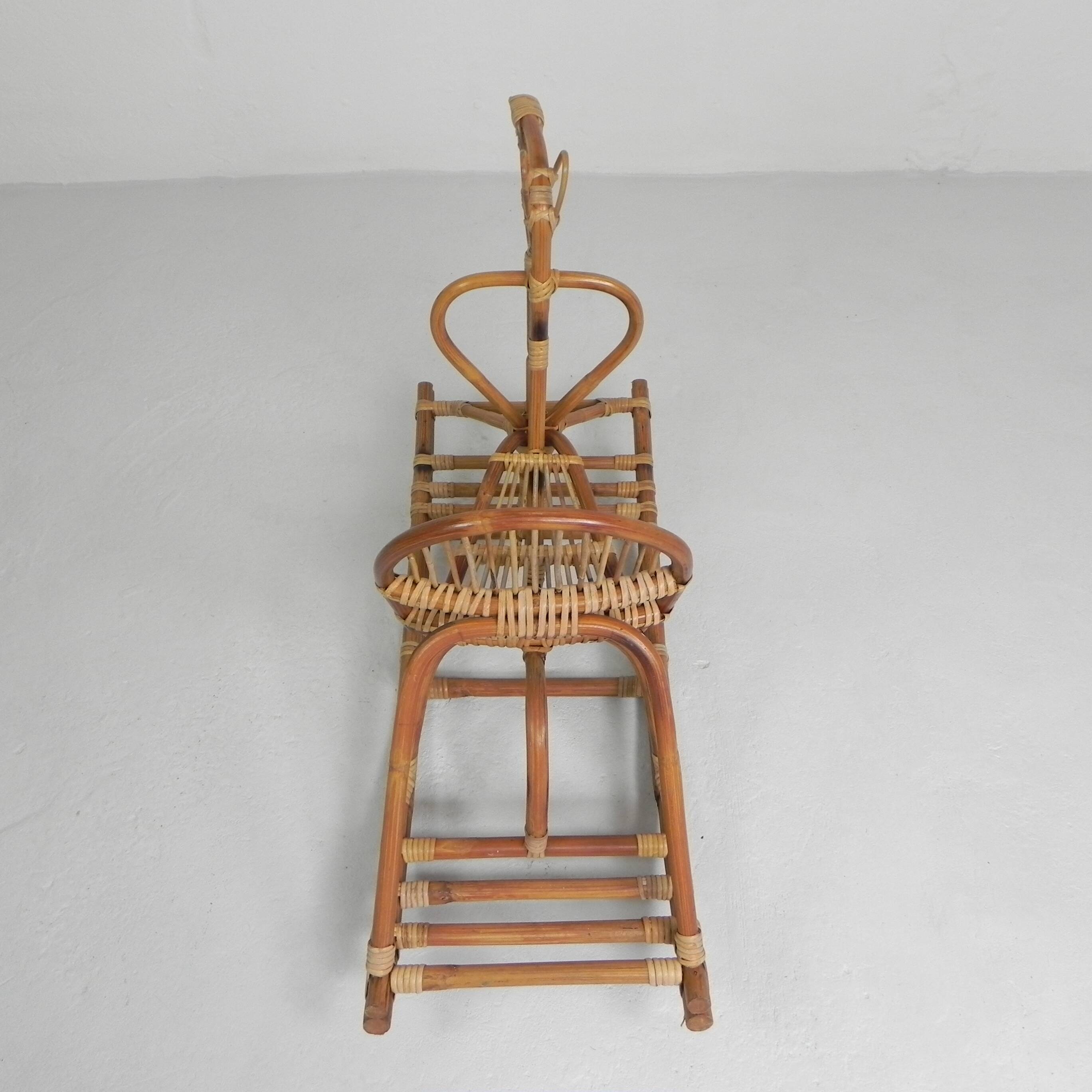 Vintage bamboo rocking horse, 1960s
