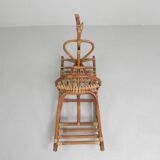 Vintage bamboo rocking horse, 1960s