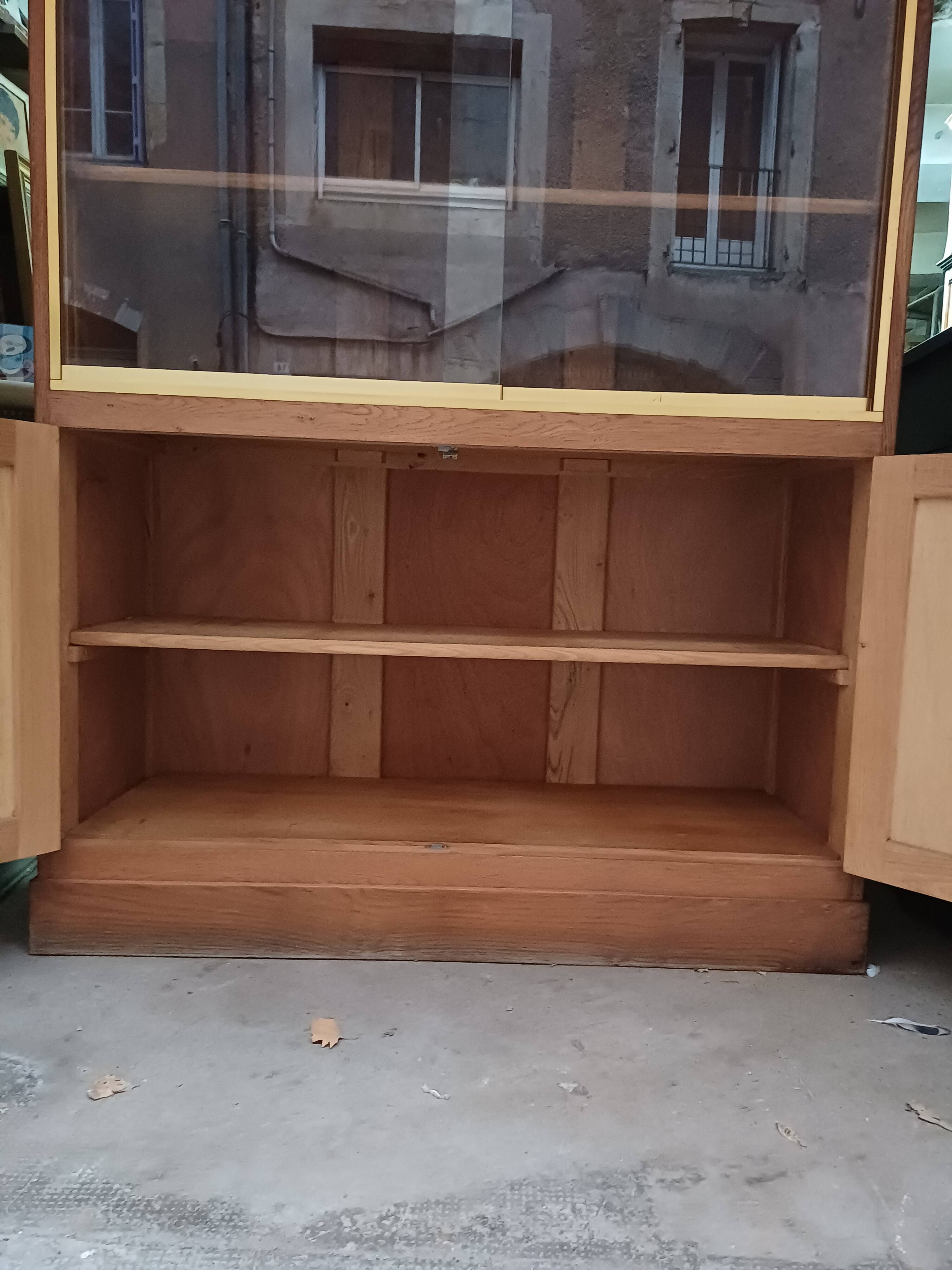 Grande Bibliothèque, Vitrine en bois massif, Design Fonctionnel 1950, 1960