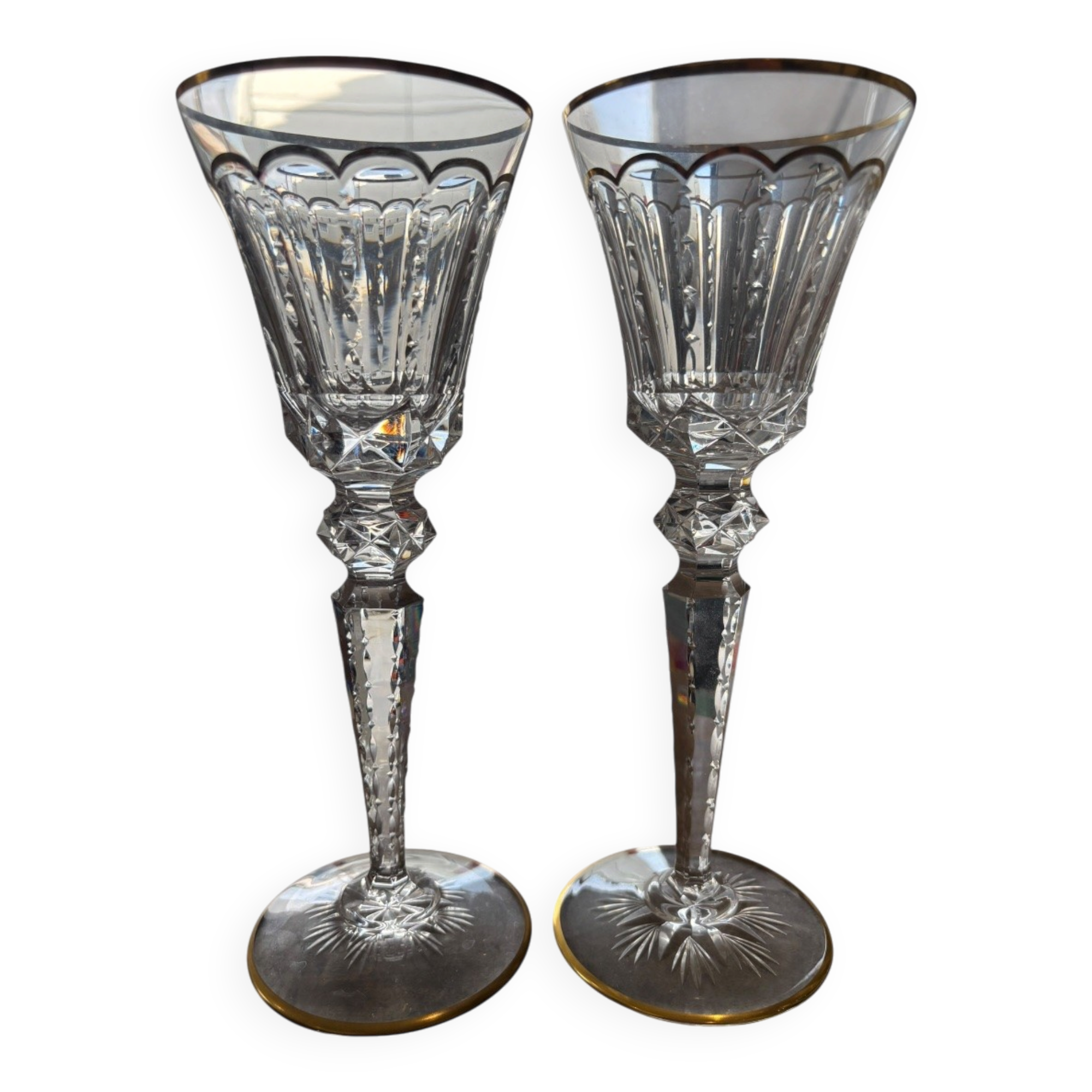 Ensemble de 2 grands verres en cristal Saint Louis "Excellence" ; Hauteur : 25 cm