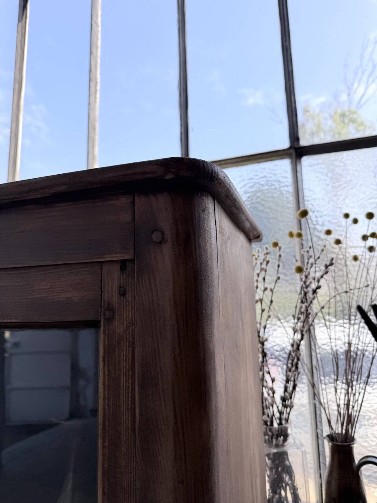 XXL industrial sideboard with glass doors