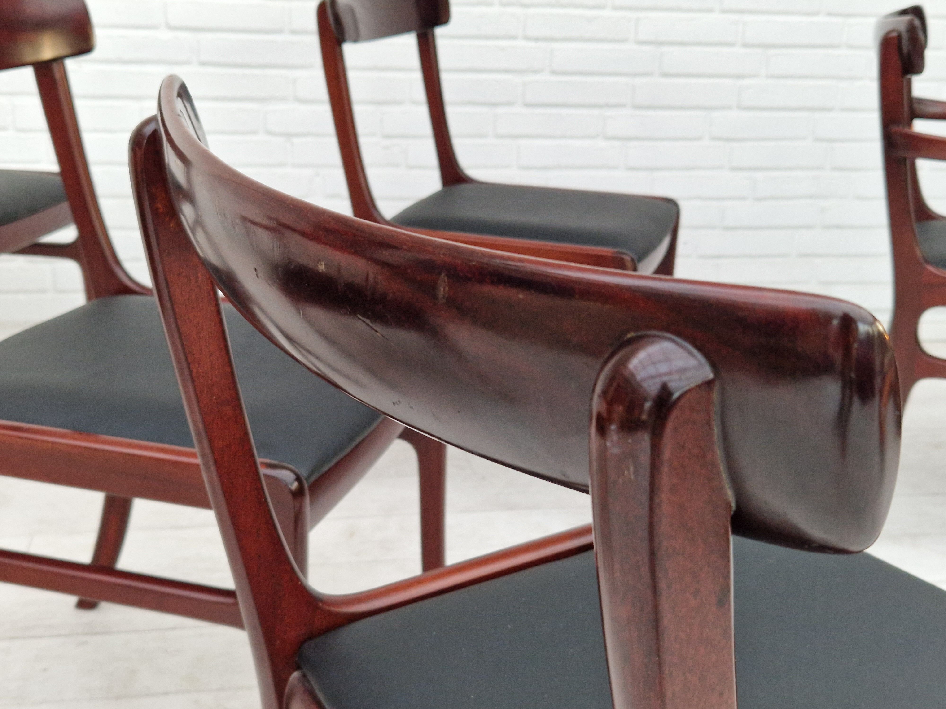 Danish design by Ole Wanscher, set of dining chairs 70s,