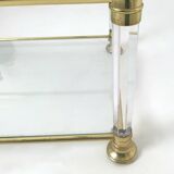 Rectangular Glass Coffee Table with Brass and Acrylic Glass Frame