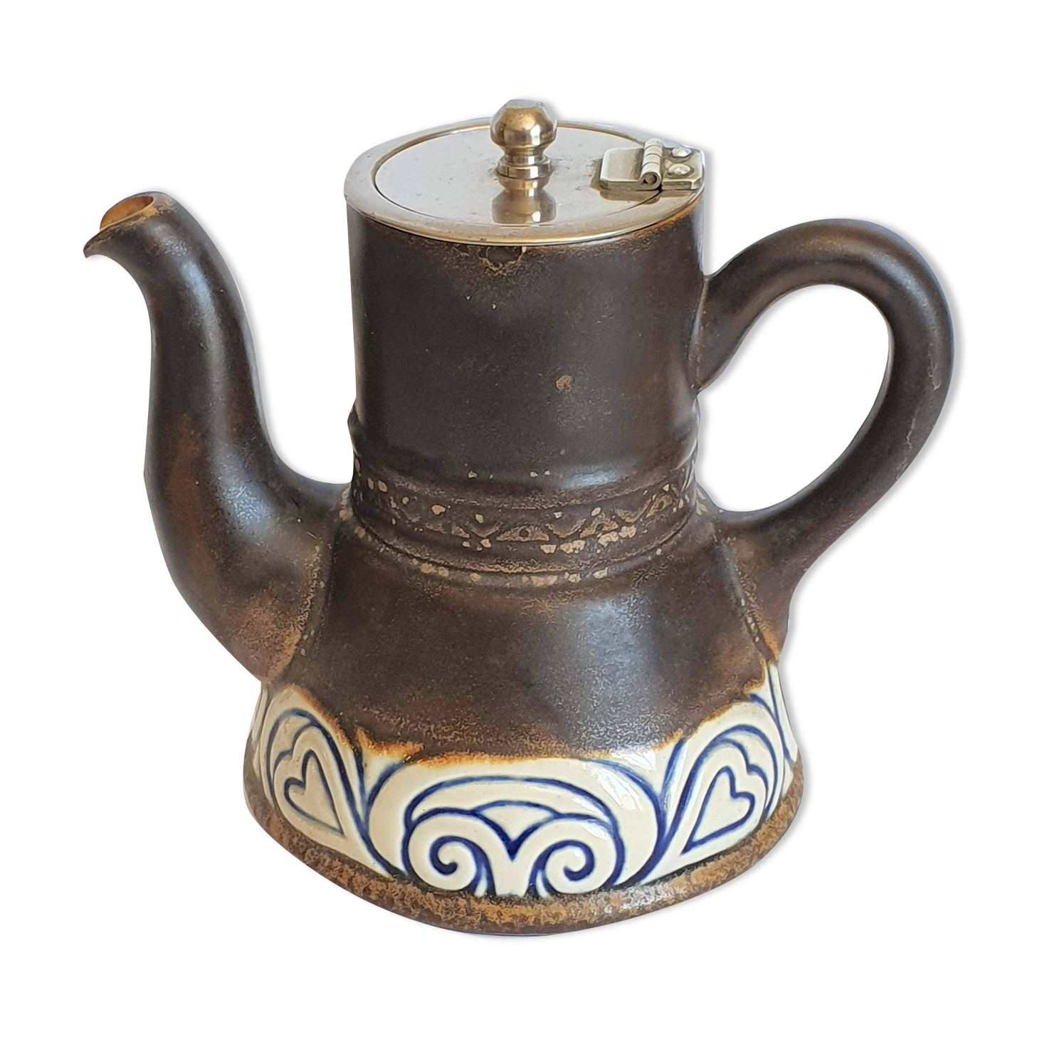 Sandstone teapot signed HB Quimper