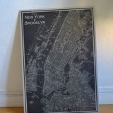 Map of New York & Brooklyn, silkscreen print on metal plate, 70 x 49 cm