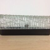 Holophane square wall lamp in chiseled glass, 60s