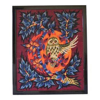 Vintage tapestry with owl canvas