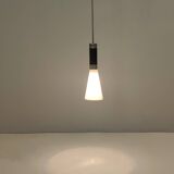 Opaline Glass and Chrome-Plated Brass Pendant by Stilnovo, Italy