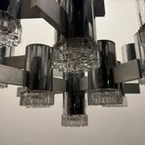 Italian Large Midcentury Chrome Chandelier 15 Lights